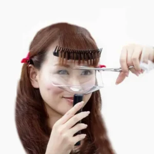 BANGSCUTSUPPOTER_2 Home Haircut Bangs Guide Tool – 2-in-1 Comb and Face Shield for Safe & Precise DIY Fringe Trimming – Ideal for Women, Girls, and Stylists