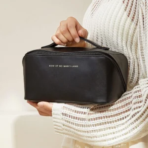 Large Capacity Travel Cosmetic Bag with Compartment Waterproof Leather Makeup Bag